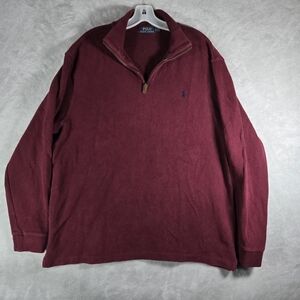 Polo Ralph Lauren Quarter Zip Sweater Men Size XL Extra Large Burgundy Mock Neck